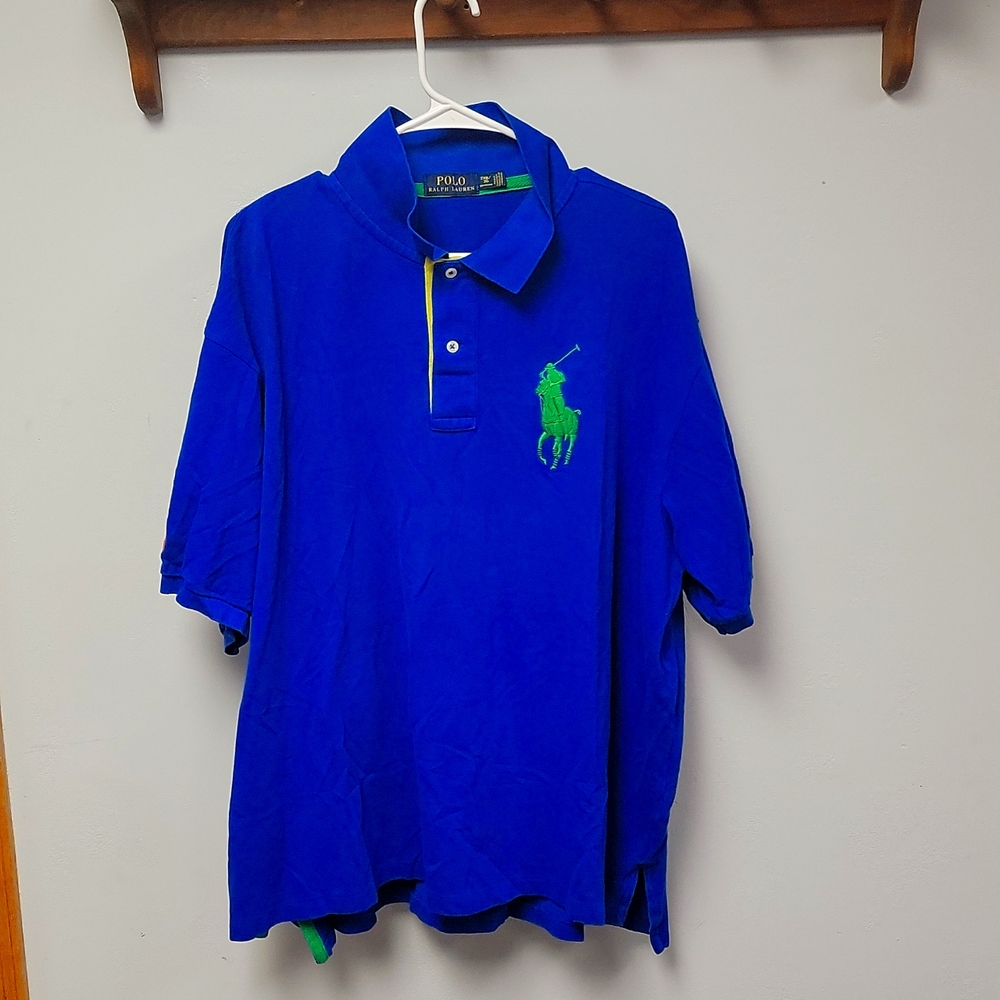 Men's 2XB Classic Multi color accent Royal Blue big pony Ralph Lauren Polo